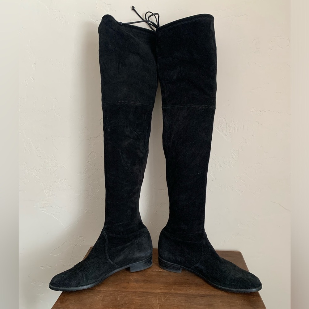 Stuart Weitzman Lowland Stretch Over The Knee Boots Black Suede sz 7.5 - Picture 6 of 10